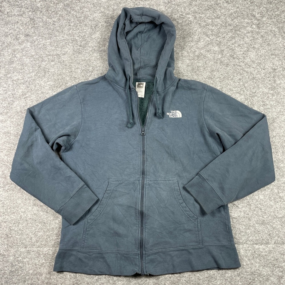 The North Face Hoodie Jacket Mens L Blue Full Zip Fleece Lined Outdoor Adventure